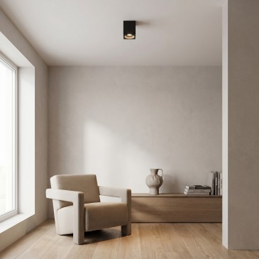 Plafonnier carré en aluminium noir GU10 | MondialShop