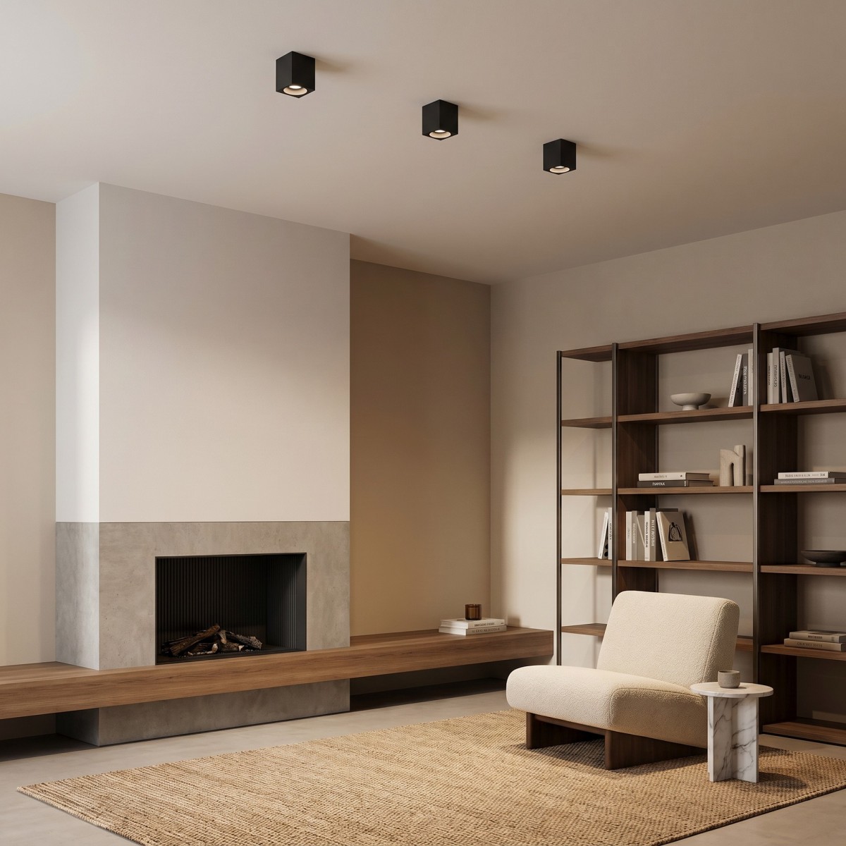 Plafonnier carré en aluminium noir GU10 | MondialShop