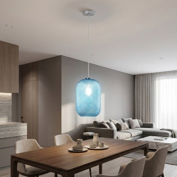 Lampadario moderno azzurro