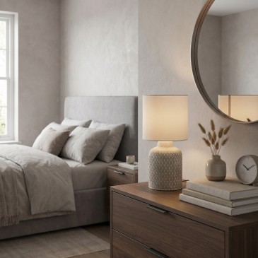 lampada da interno per tavolo o comodino bianca