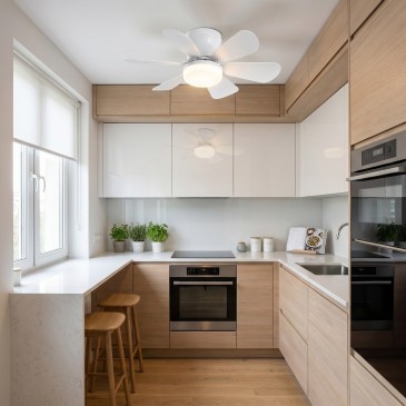 Plafoniera LED moderna per interni bianca o nera con ventilatore integrato e telecomando incluso 10W_bianco