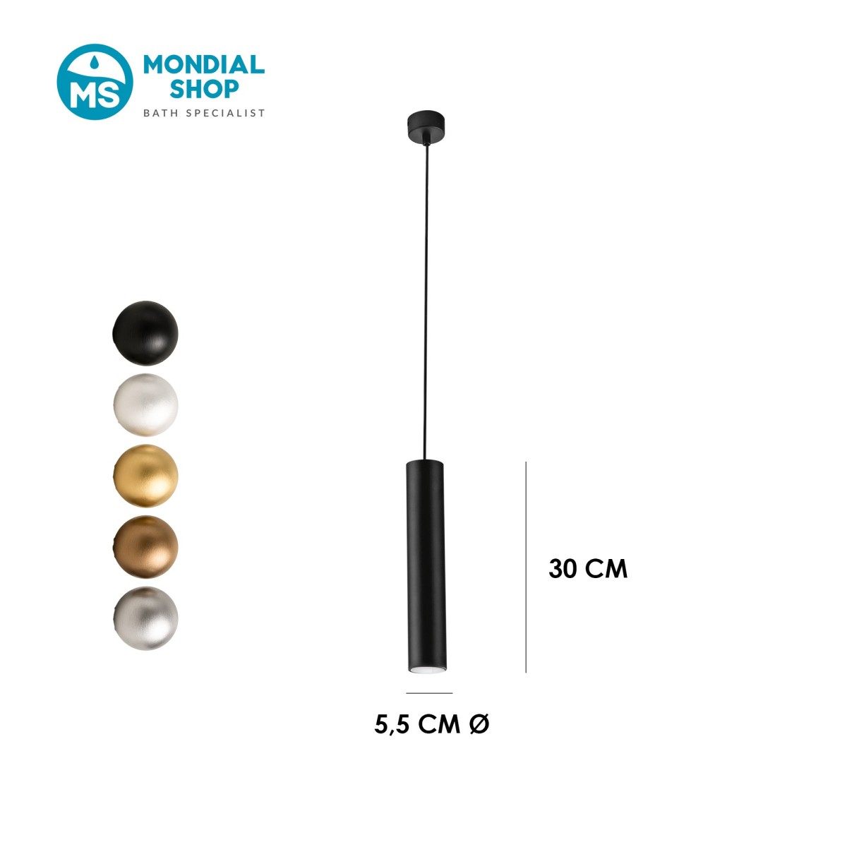 Moderne runde Pendelleuchte mit GU10-Fassung | Mondialshop