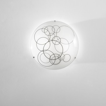 Weiße Glas-Deckenleuchte mit schwarzen Verzierungen | Mondialshop