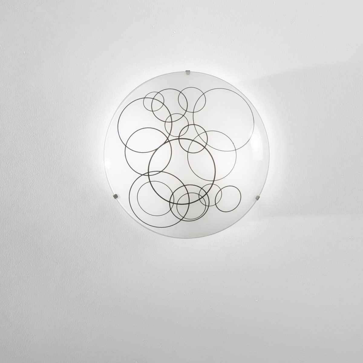 Plafonnier en verre blanc avec décorations noires |...