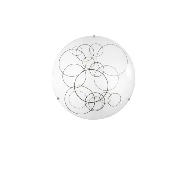 plafoniera con applique integrata in vetro bianco da 30cm