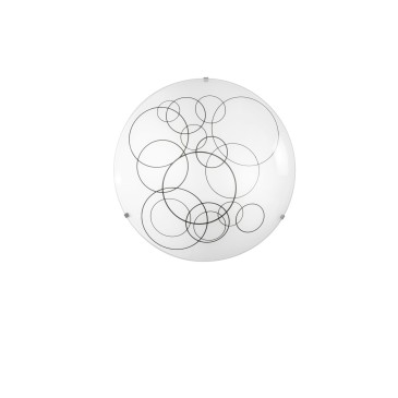 Plafonnier en verre blanc avec décorations noires | Mondialshop