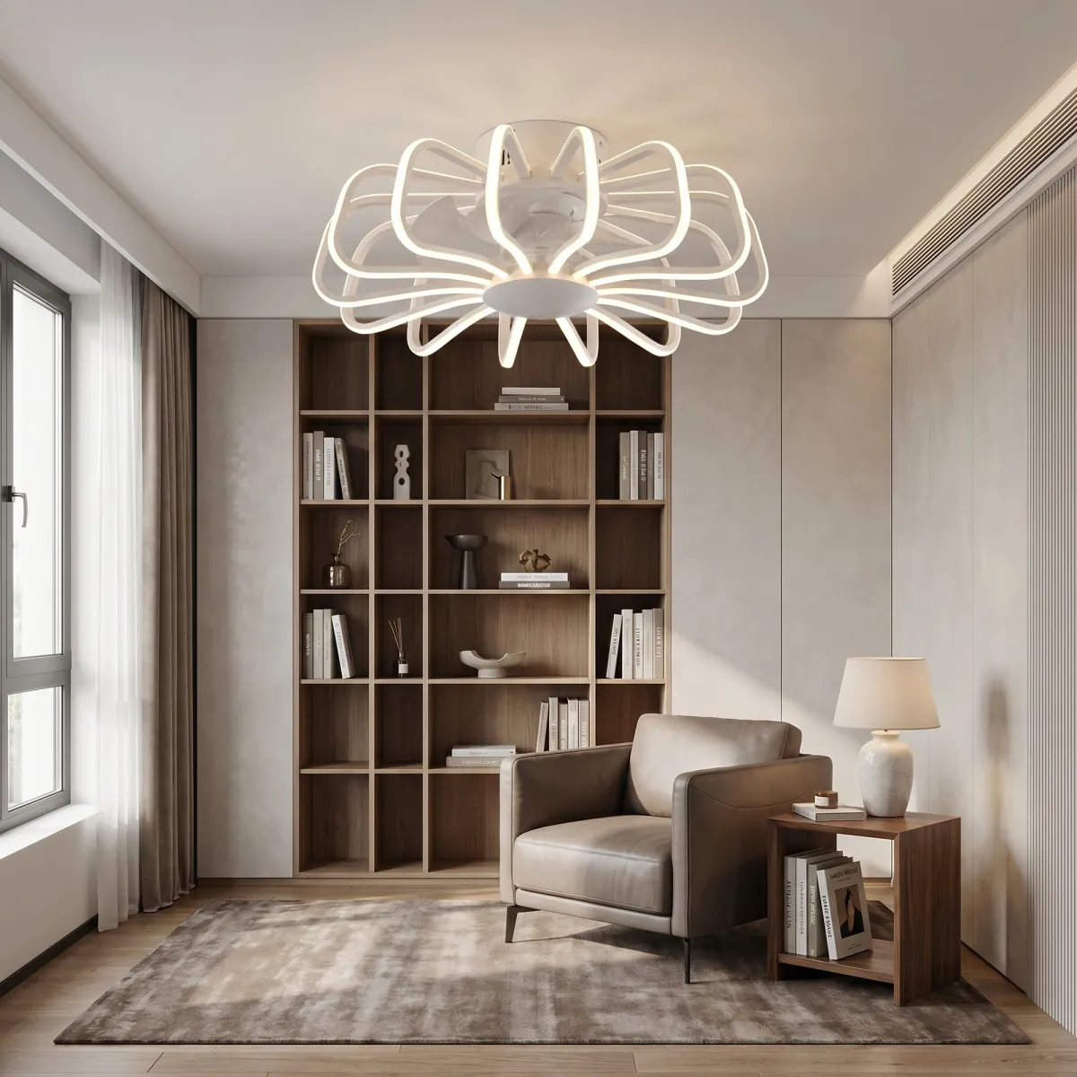 lampada bianca con ventilatore protetto per interni