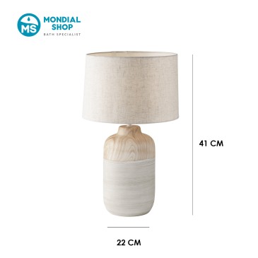 Tischleuchte aus elfenbeinfarbener Keramik, mittel oder groß | Mondialshop