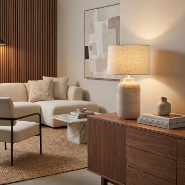Lampe de table en céramique ivoire, format moyen ou grand | Mondialshop