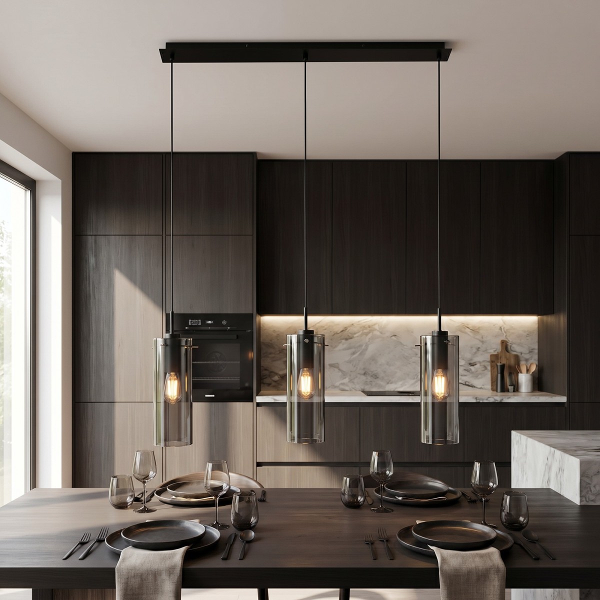 Suspension moderne 3xE27 Or ou Noir | Mondialshop