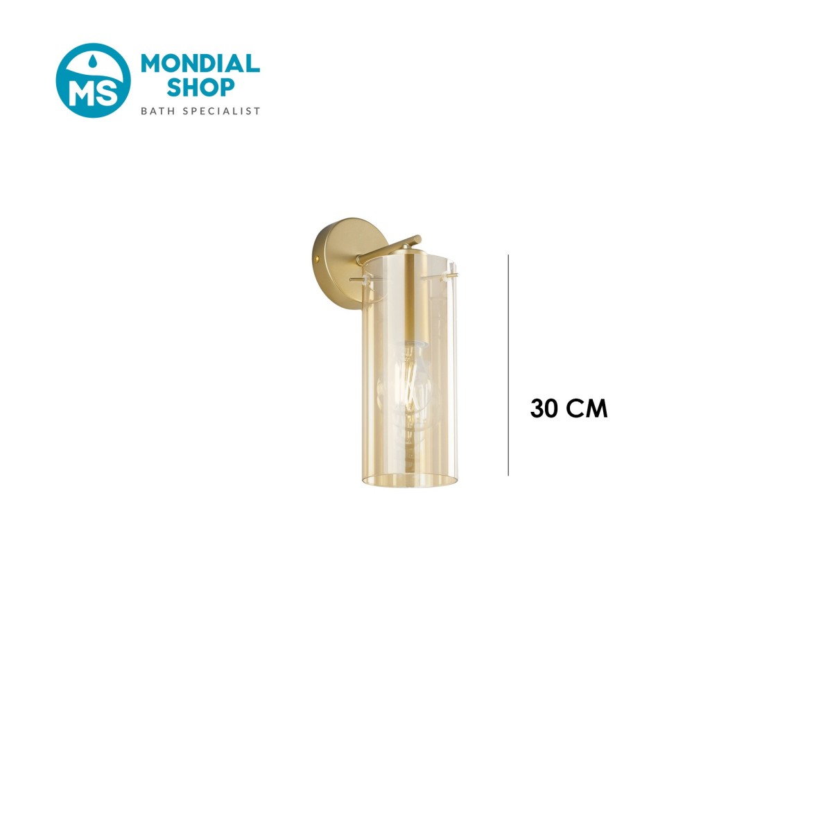 Moderne Wandleuchte aus bernsteinfarbenem Glas, E27 |...