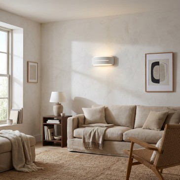 Überstreichbare weiße Gips-Wandleuchte, 2xE14 | Mondialshop