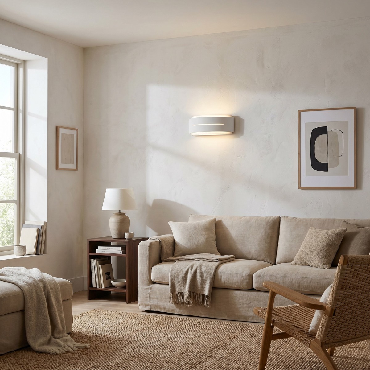 Applique murale en plâtre blanc à peindre, 2 x E14 |...