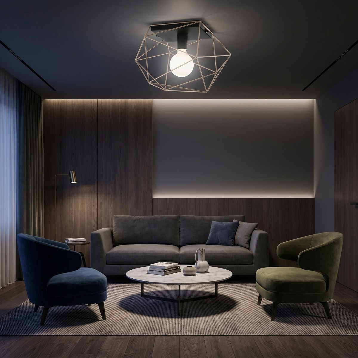 lampada nera da soffitto per camere, cucine, salotti, ecc...