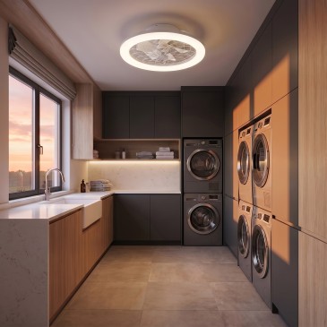 Plafoniera con Ventilatore Integrato Nero LED 40W 5500lm con Telecomando