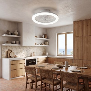 Plafoniera LED con ventilatore e telecomando incluso disponibile in Bianco o Nero