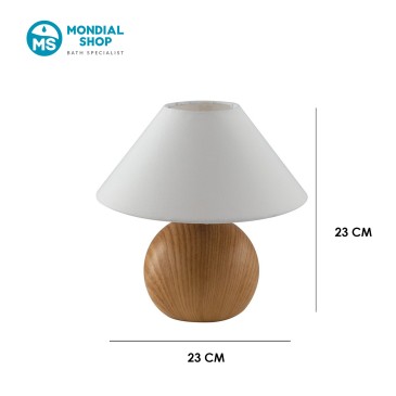 Lampe de table en pin clair et blanc effet bois | MondialShop
