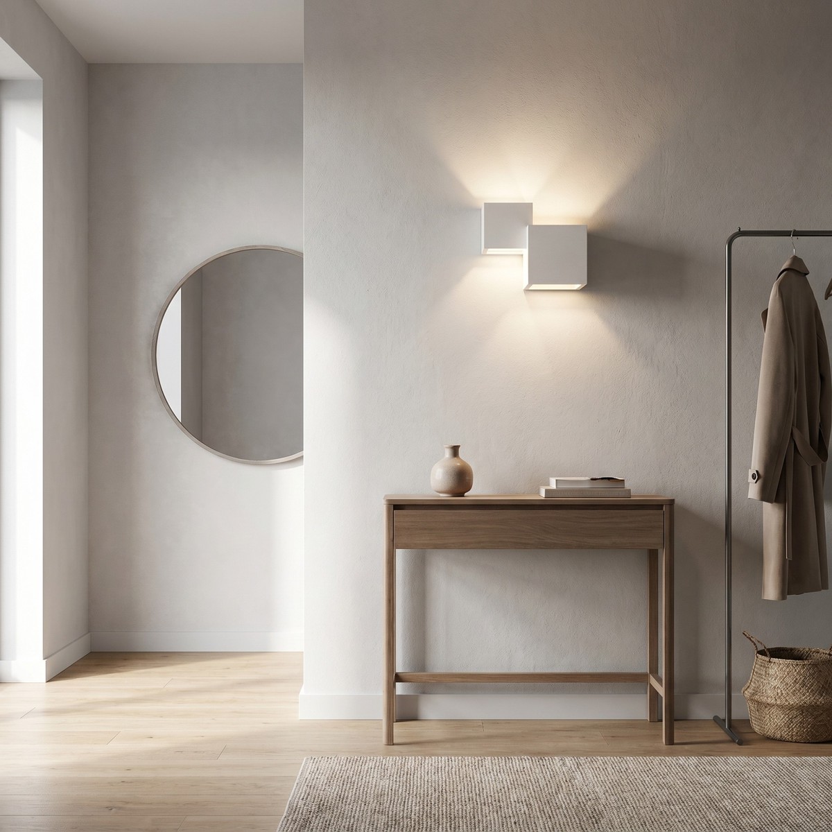 Überstreichbare weiße Gips-Wandleuchte, 2xG9 | Mondialshop