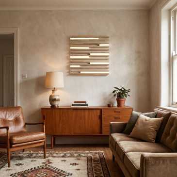 Plafoniera LED da parete interni in legno d'acero o rovere disponibile Bianca o Nera 24W