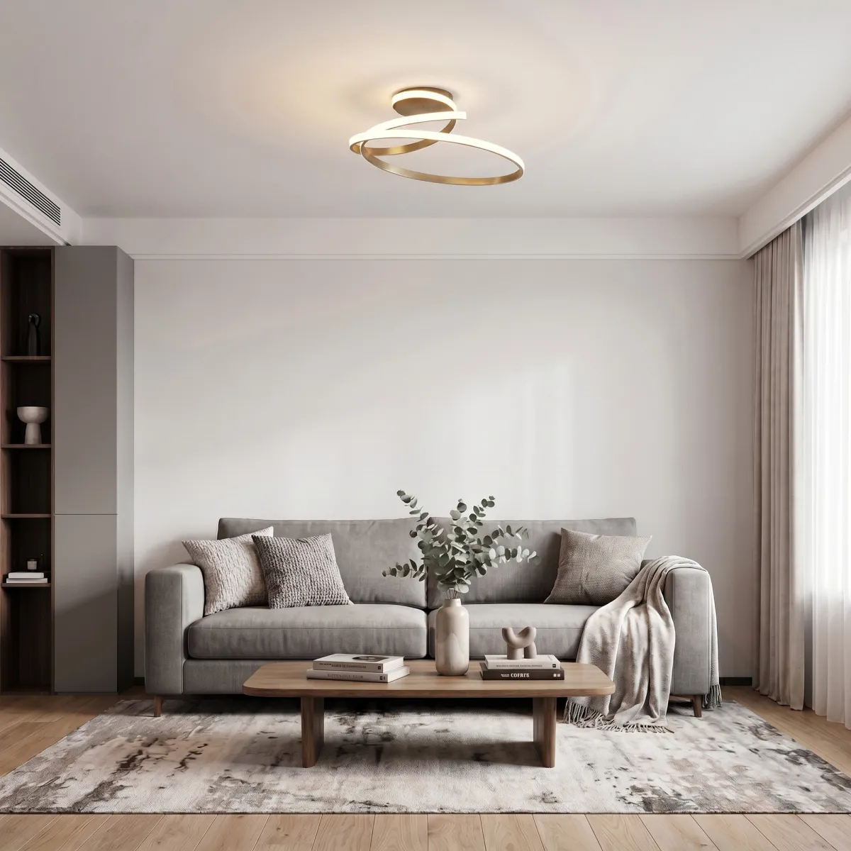 plafoniera dal design moderno simili spirale color oro