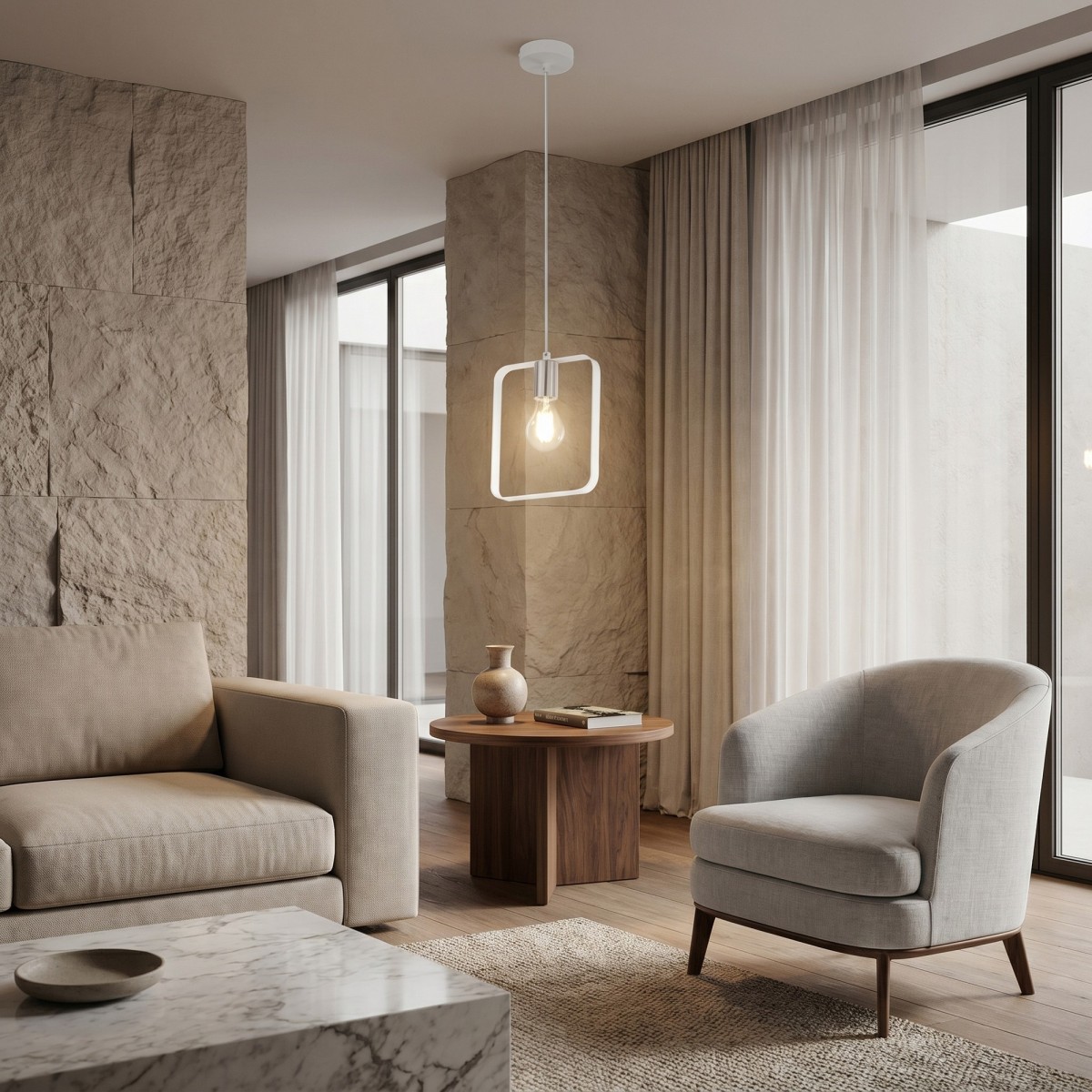 Moderne weiße Pendelleuchte (E27) | Mondialshop