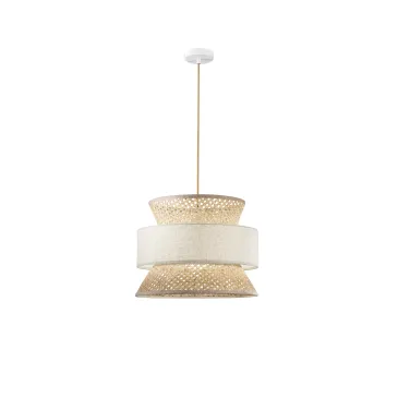 SOSPENSIONE GAZEBO BEIGE RATTAN NATURALE 1XE27 D40X200CM