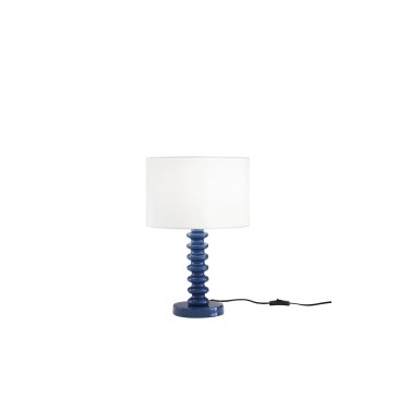 Lampe de table en velours blanc et métal | Mondialshop