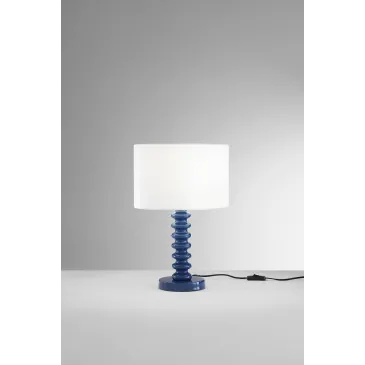 Lampe de table en velours blanc et métal | Mondialshop