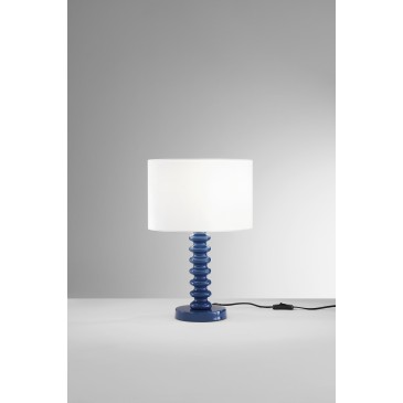 Tischleuchte aus weißem Samt und Metall | Mondialshop
