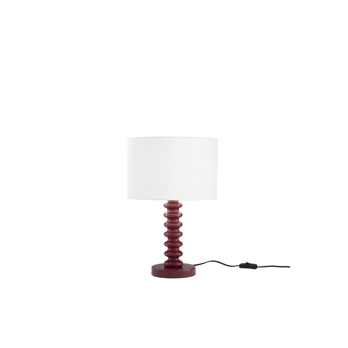 Lampe de table en velours blanc et métal | Mondialshop