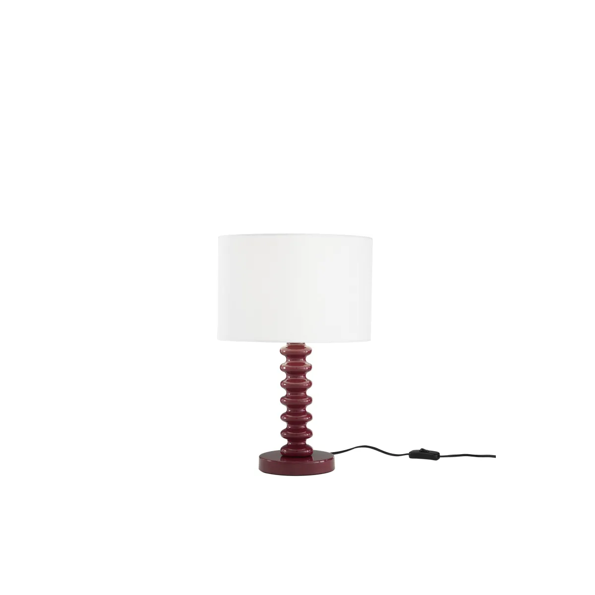 Lampe de table en velours blanc et métal | Mondialshop