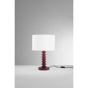 Lampe de table en velours blanc et métal | Mondialshop