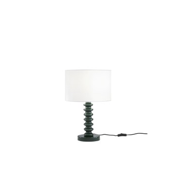 Lampe de table en velours blanc et métal | Mondialshop