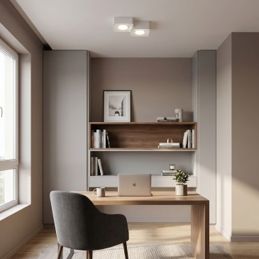 Plafonnier moderne blanc à deux lumières | Mondialshop