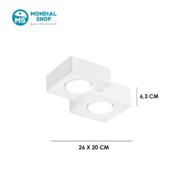 Plafonnier moderne blanc à deux lumières | Mondialshop