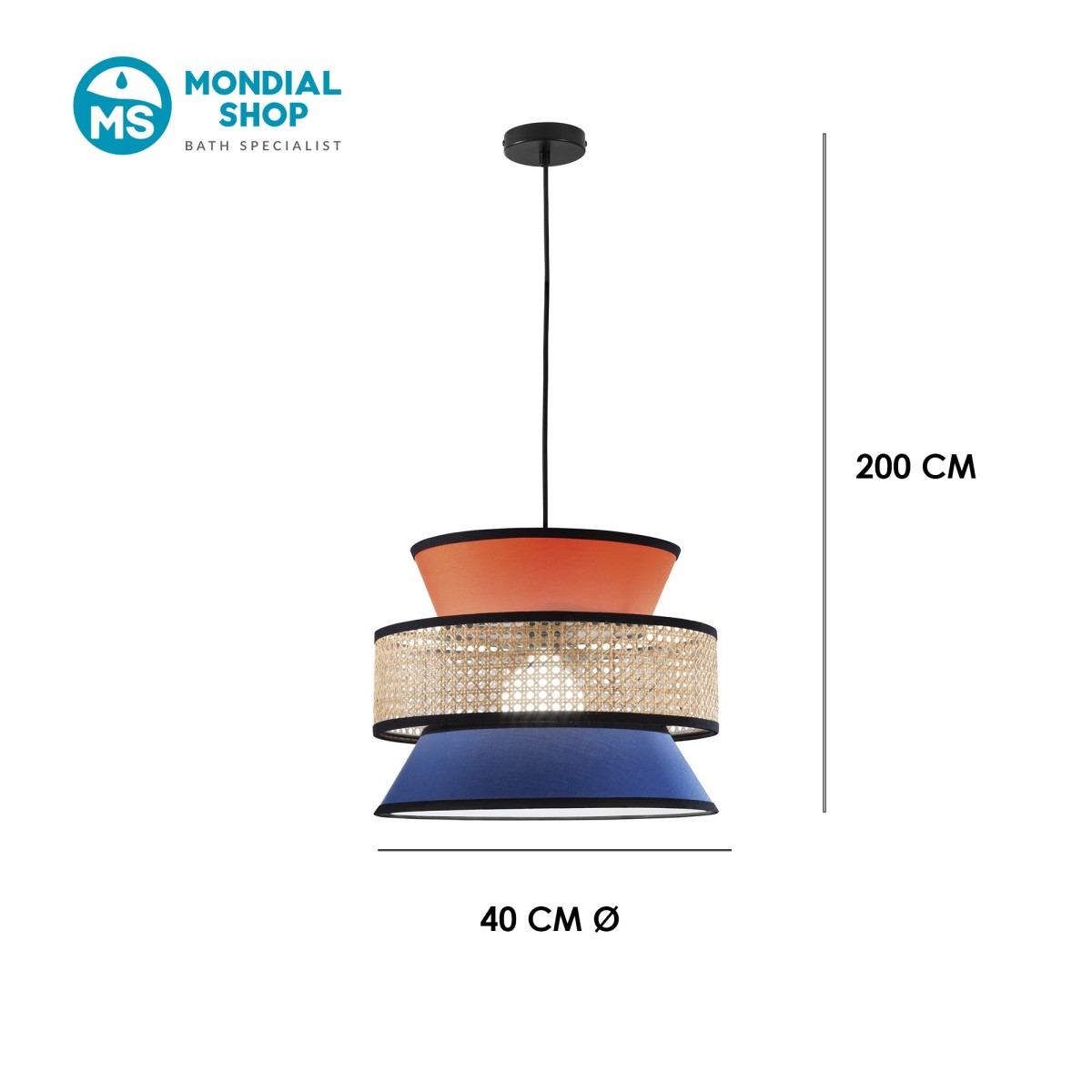 Lampadario a Sospensione in Rattan E27 | Mondialshop