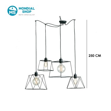 Lampadario Sospensione Nero Poligonale | Mondialshop