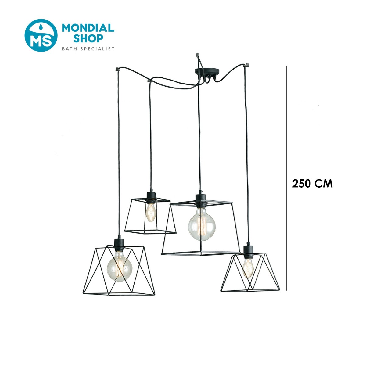 Suspension polygonale noire | Mondialshop