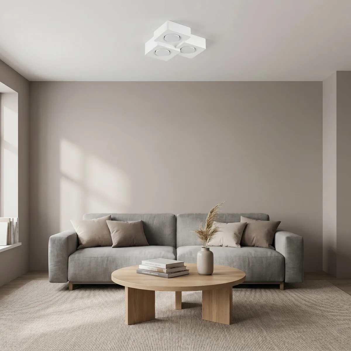Plafonnier carré blanc 3XGX53 | Mondialshop