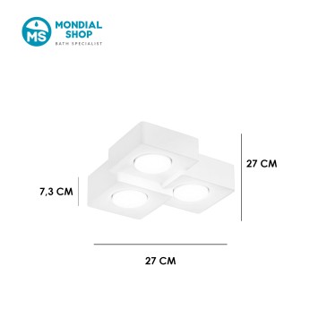Lampada Soffitto Bianca Quadrata 3XGX53 | Mondialshop