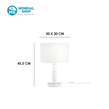 Lampada da Tavolo Velluto Bianco e Metallo | Mondialshop