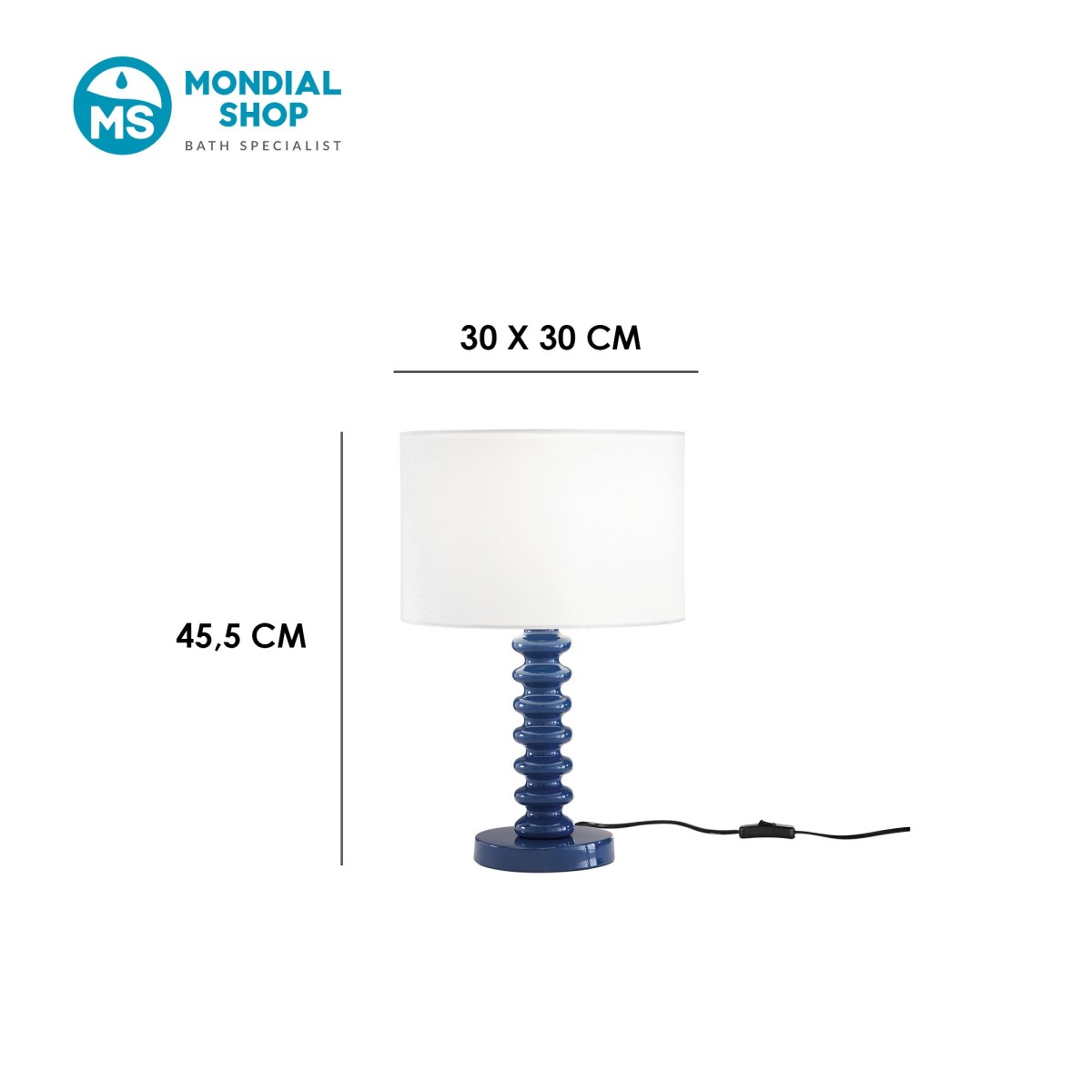 Lampe de table en velours blanc et métal | Mondialshop