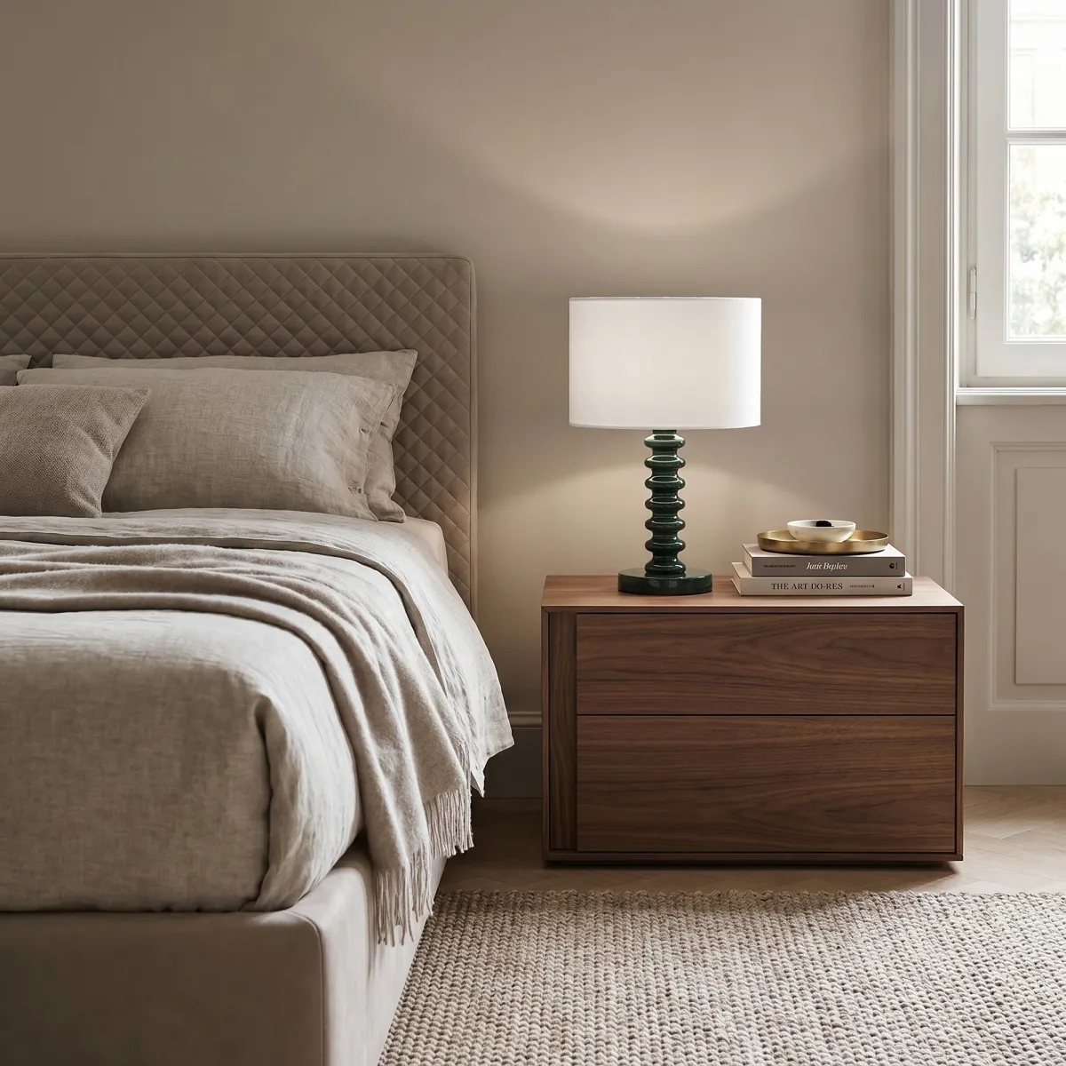 Lampada da Tavolo Velluto Bianco e Metallo | Mondialshop