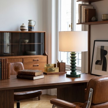 Lampe de table en velours blanc et métal | Mondialshop