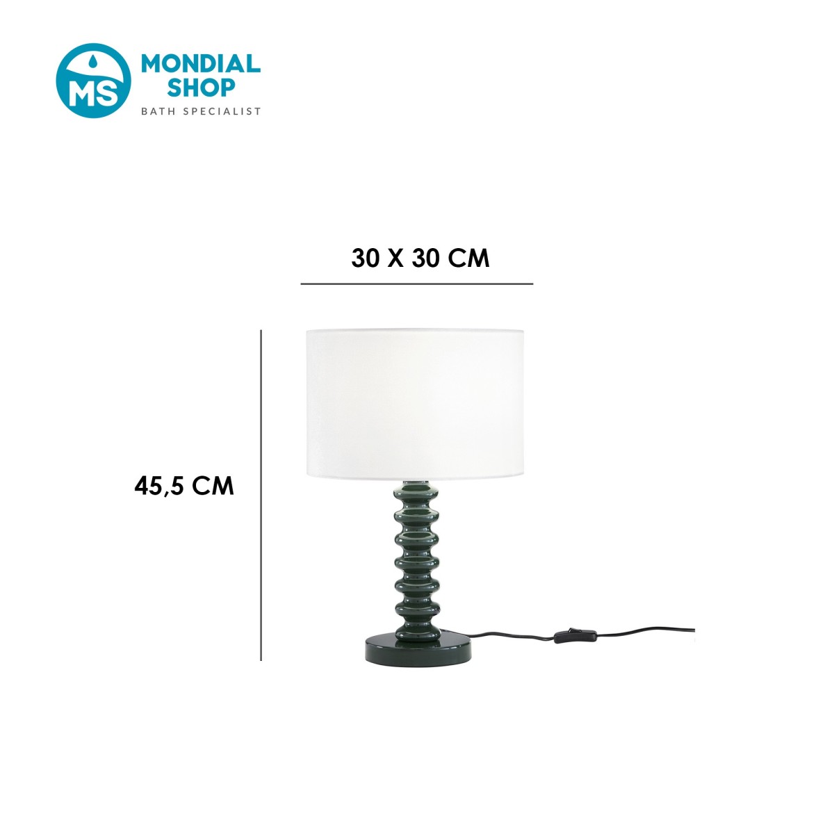 Lampe de table en velours blanc et métal | Mondialshop