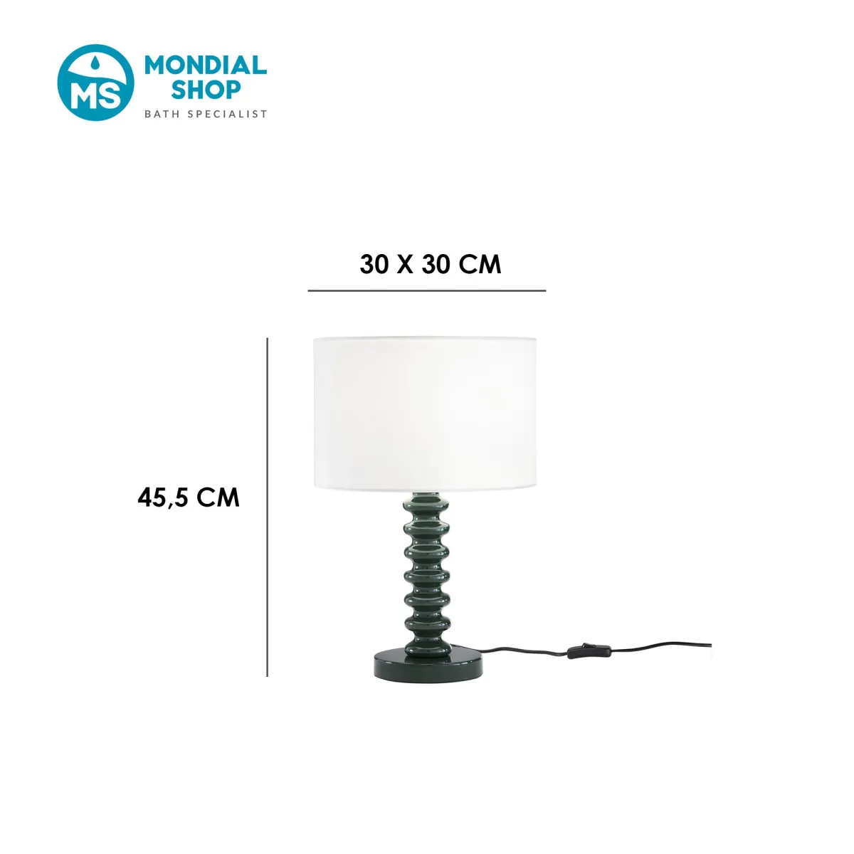 Lampe de table en velours blanc et métal | Mondialshop
