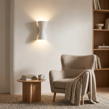 Applique murale en plâtre blanc en forme de sablier | Mondialshop