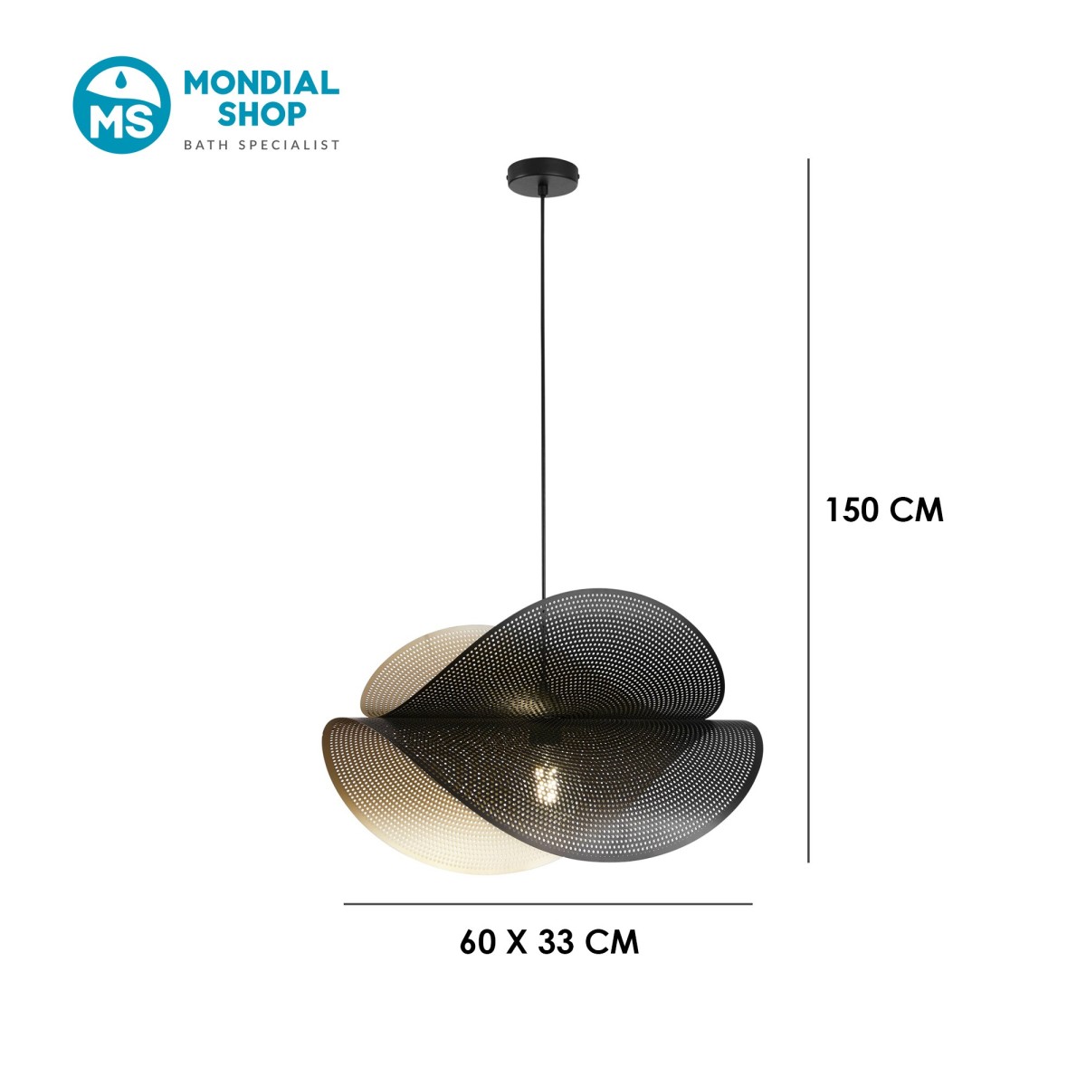 Schwarze und goldene Pendelleuchte | Mondialshop