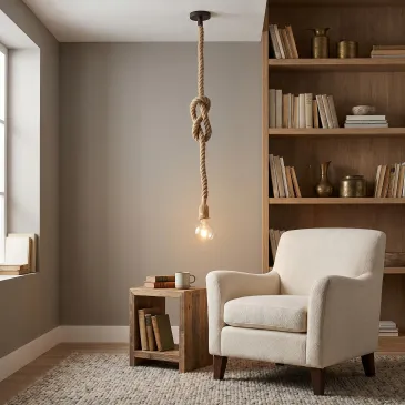 Lampada a Sospensione in corda di canapa Stile vintage rustico 1XE27