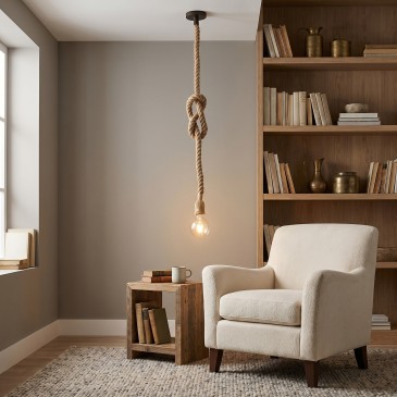 Lampe en corde de chanvre | Mondialshop
